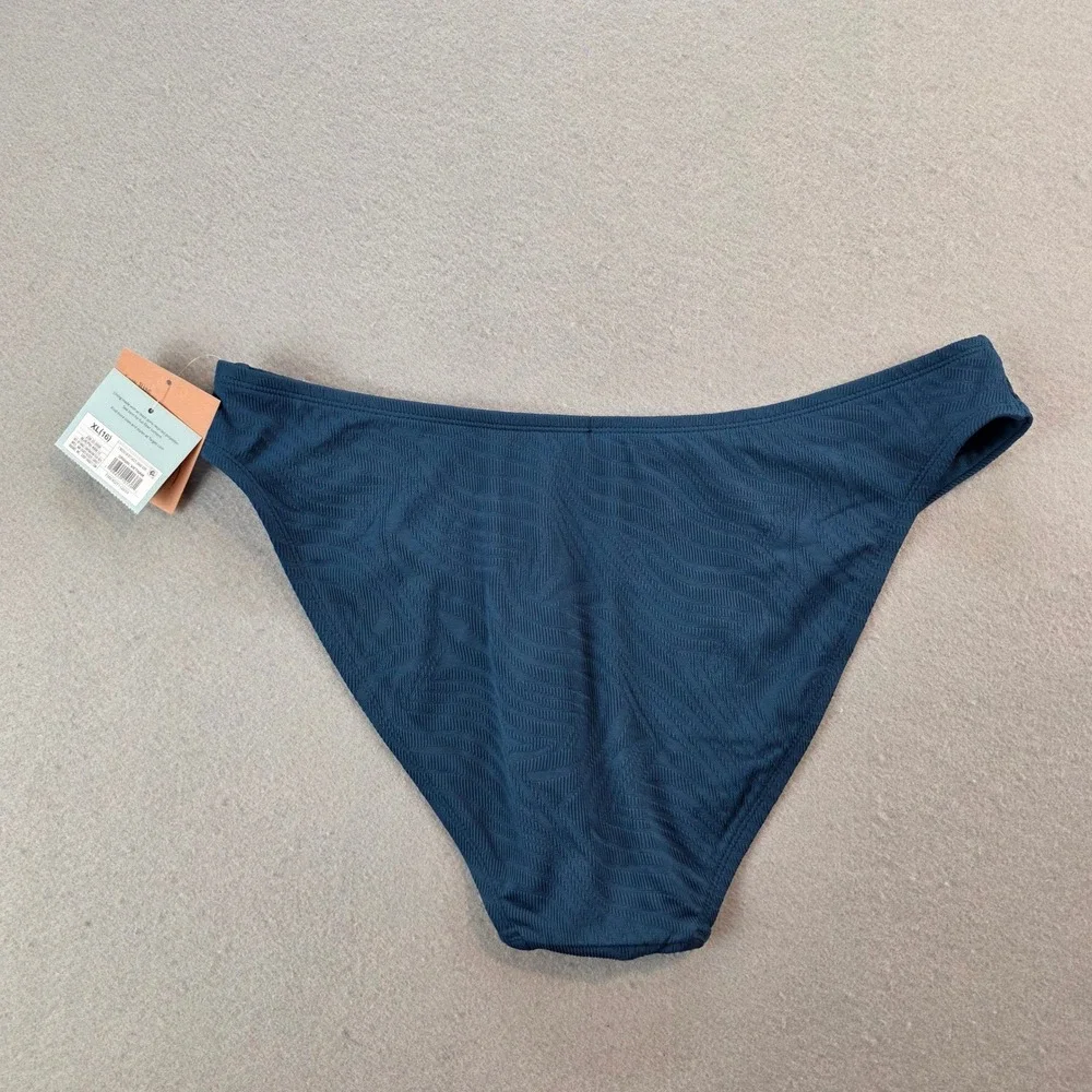 Shade & Shore XL Teal Blue Low Rise Extra High Leg Cheeky Swimsuit Bottom‎ NEW